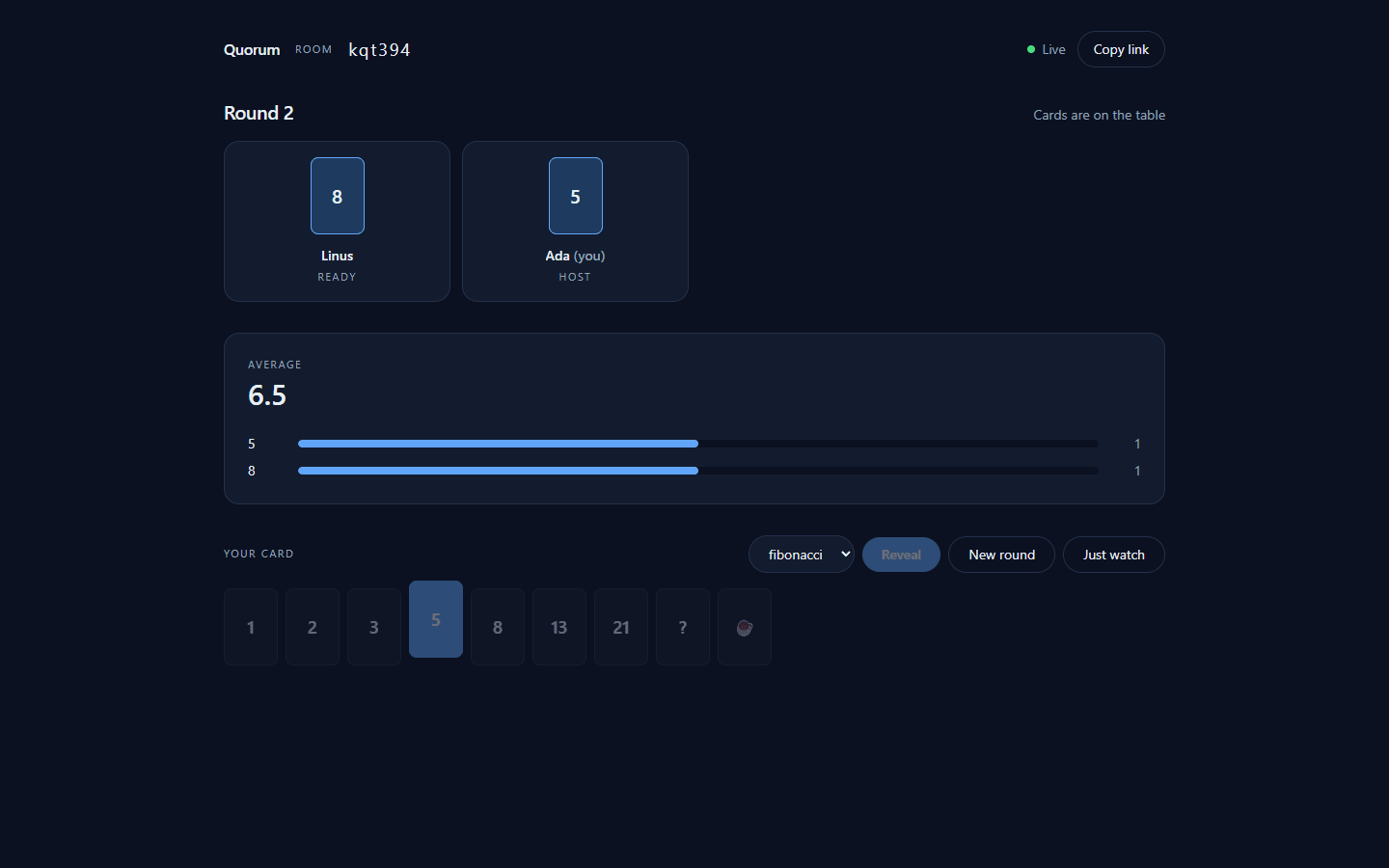 Quorum — Planning Poker screenshot